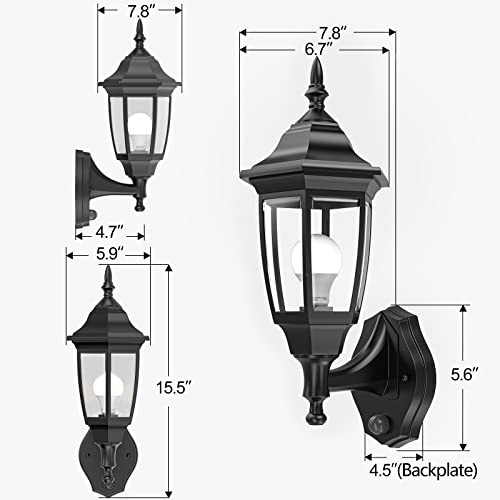 Dusk to Dawn Plastic Outdoor Wall Light Fixtures (Black - 2Pack / Dusk to Dawn-Plastic)