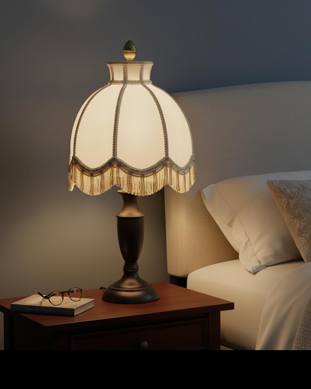 30628 Tranditional Scallop Dome Shape Spider Construction Lamp Shade in Light Grey Jacquard Fabric (Light Grey & 13" Wide)