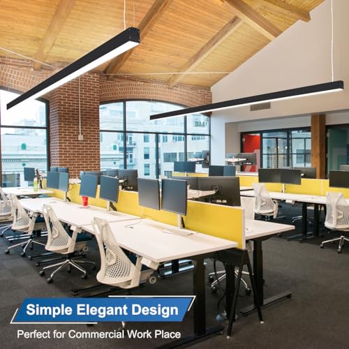 8FT Direct & Indirect LED Architectural Linear Light Fixture 4 Pack (Black / 8FT)
