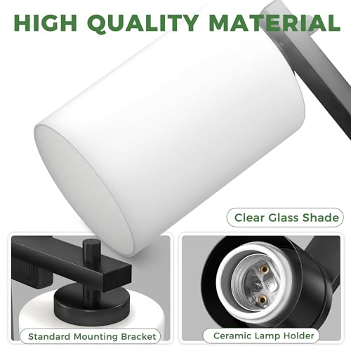 Bathroom Vanity Light Fixtures Over Mirror (Black & Milky White / 4-Light)