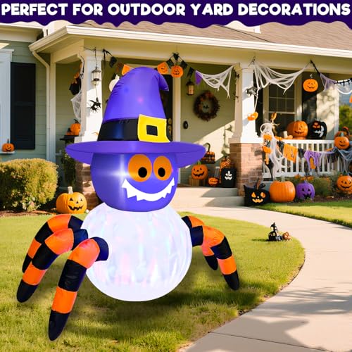 3.6 Ft Halloween Inflatable Spider with Rotating Colorful Lights