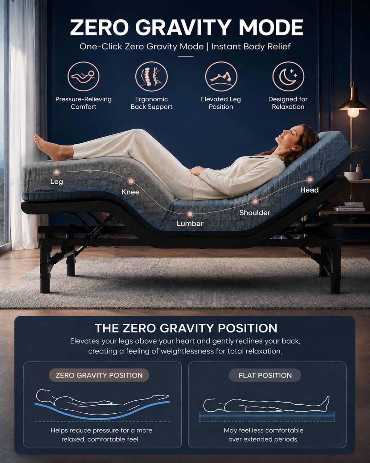 Adjustable Bed Frame Queen with Mattress & Massage (Queen / Massage Base with 12" Mattress)