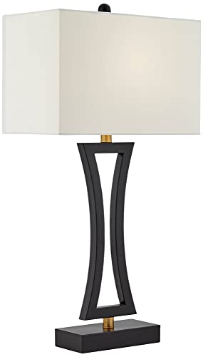 Roxie 31" Large Table Lamp USB Set of 2 Black Metal Modern