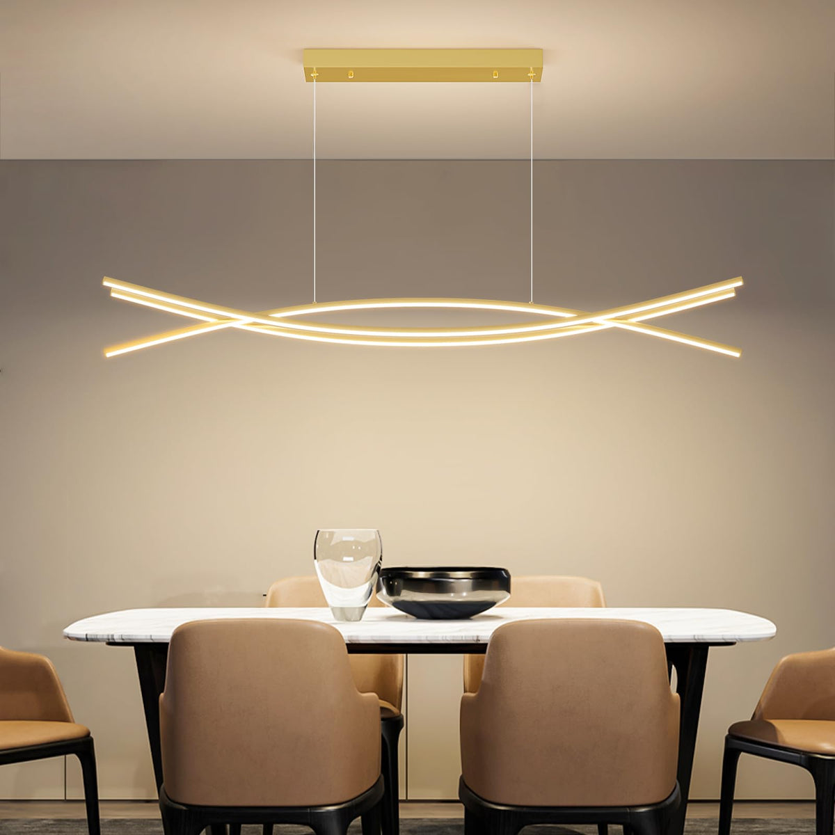 Modern Ceiling Chandelier Light (B-Gold / 39in)