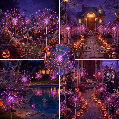 Halloween Lights Outdoor 2Pack (Halloween Orange & Purple Per Light)