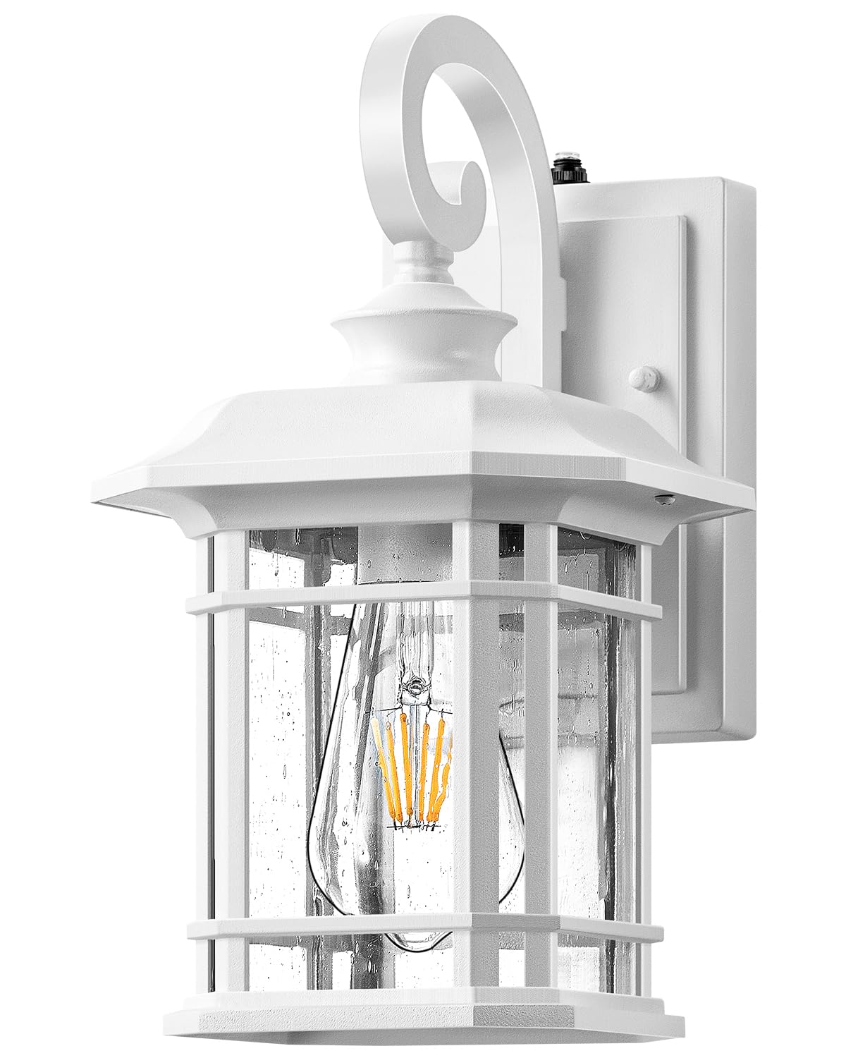 White Exterior Lighting Fixtures (White / 12.4 in Dusk to Dawn 2 Pack)
