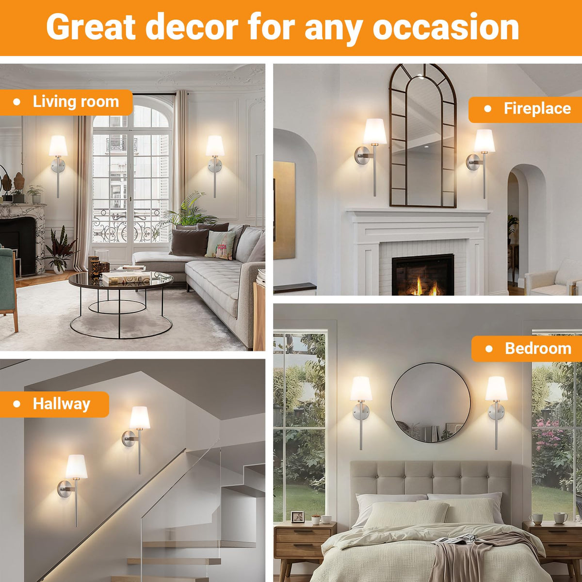 Battery Operated Wall Sconces Set Of 2 (Nickel-21 inch)