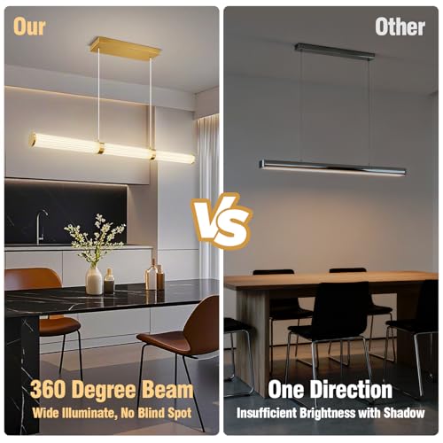 Modern Linear Chandelier Gold Linear Pendant Light Fixture (Gold / 37IN)