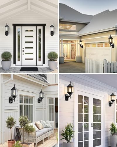 Motion Sensor Outdoor Wall Light Fixtures (2 Pack - Black)