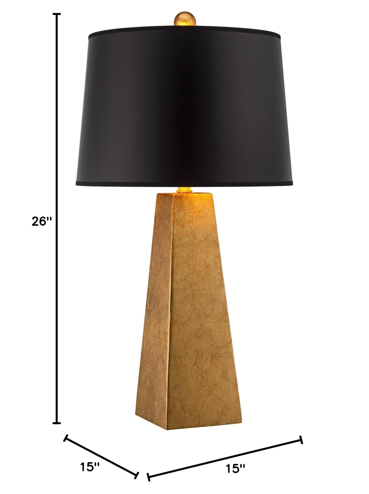 Obelisk 26" Tall Table Lamp Gold Leaf Charging Port Modern with USB Dimmer (USB Dimmer Included - Gold)