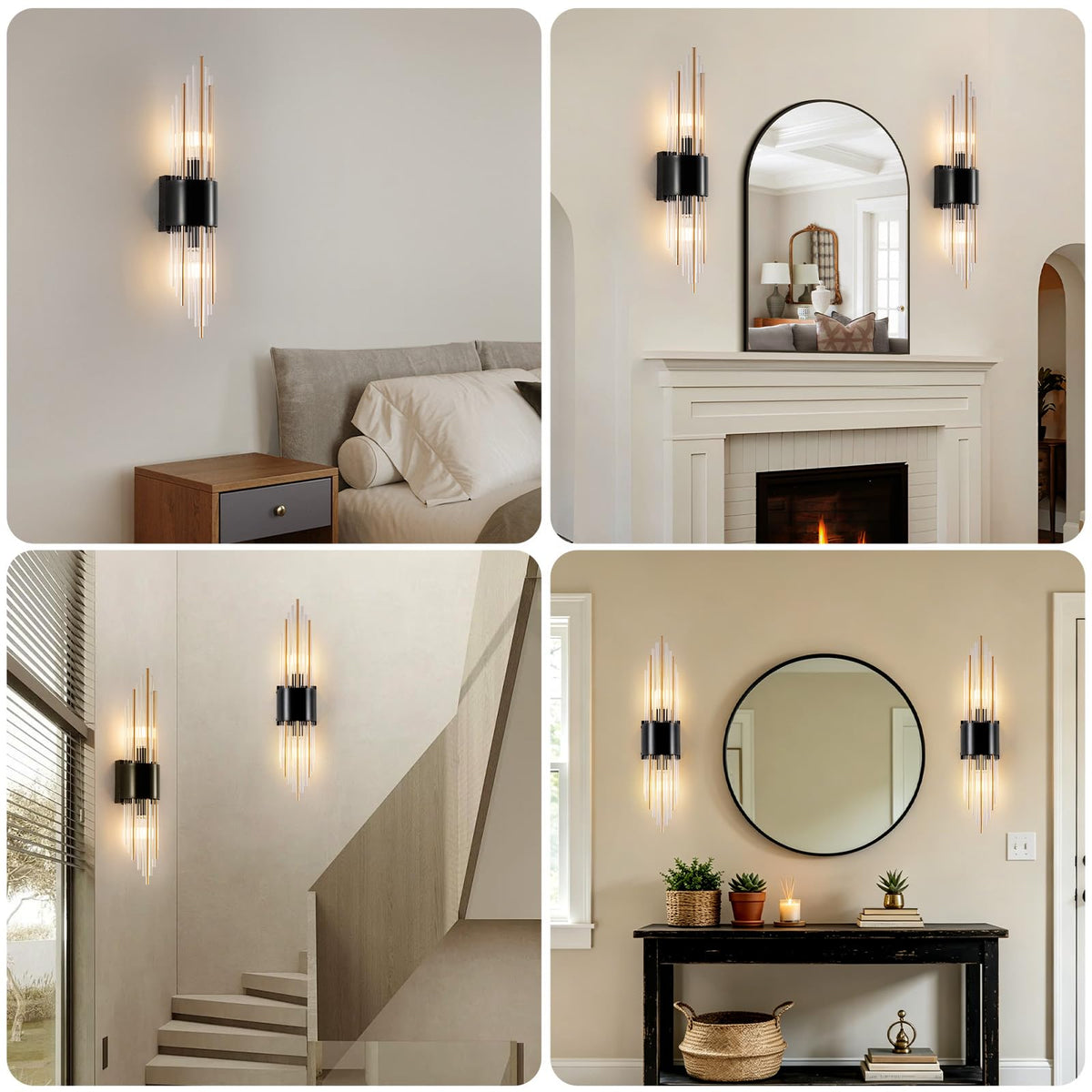 Battery Operated Wall Sconce Set of 2 (Black 2-pack)