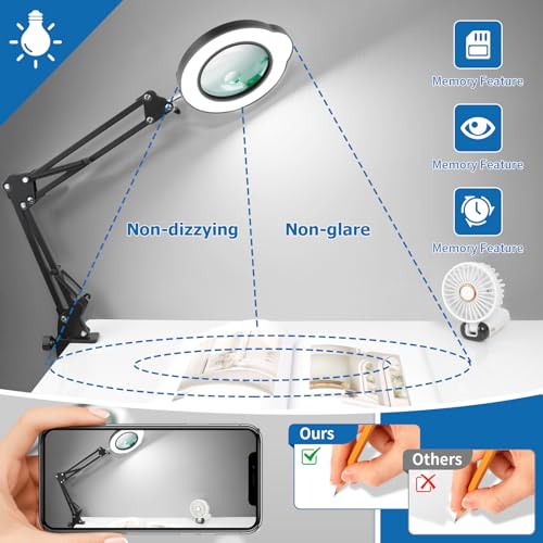 15X 30X Magnifying Glass with Light and Stand