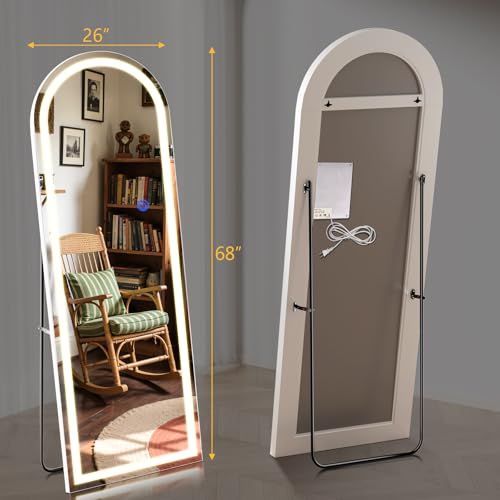 Arch Full Length Standing Mirror with LED Lights (Arched / 68"L x 26"W)