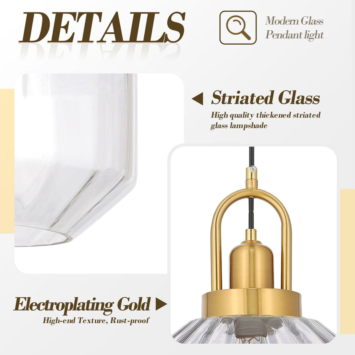 9in Mid Century Modern Pendant Light (Clear & Gold Hardwire / 9in)