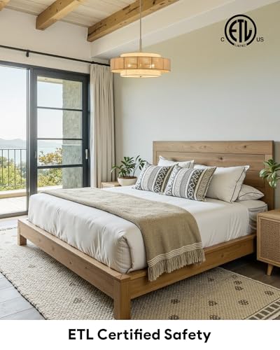 23.6" Boho Rattan Chandelier (Brushed Nickel / 24inch)
