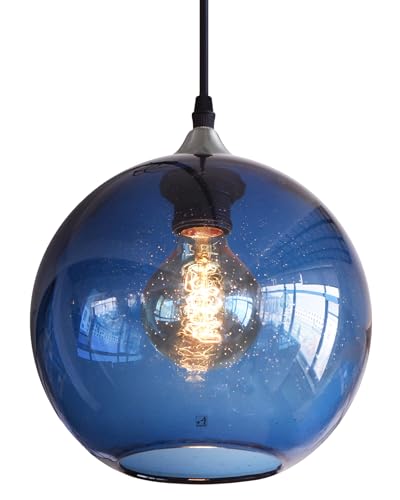 Pendant Lights Kitchen Island Glass Blown Lighting Modern Globe Seeded Brushed Nickle 7" Diam