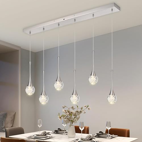 6 Light Rectangle Brushed Nickel Crystal Chandelier (Brushed Nickel / Rectangle Pendant 6-Light)