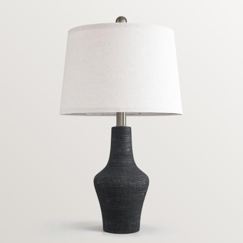 23" Farmhouse Ceramic Table Lamp Modern Bedside Lamps Matte Black (23.25" Single - Matte Black)