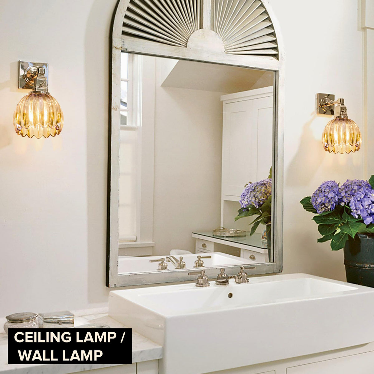 Amber Tulip Glass Lamp Shades 3Pcs (Tulip Amber / 3 Pack)