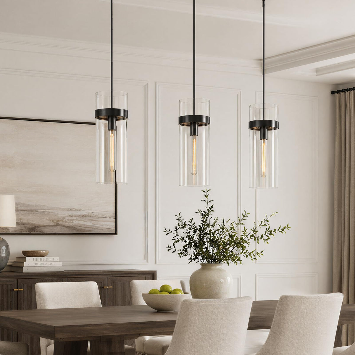 6 Inch Black Pendant Lights Kitchen Island 2 Pc (Black-6-IN-2PC)