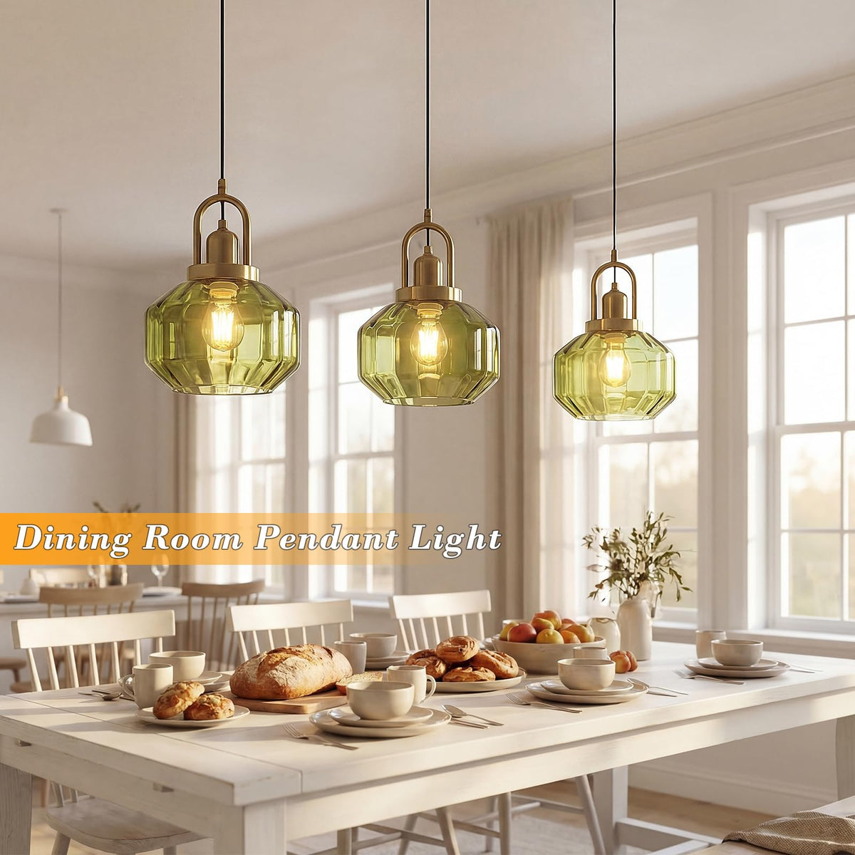 9in Mid Century Modern Pendant Light (Green & Gold Hardwire / 9in)