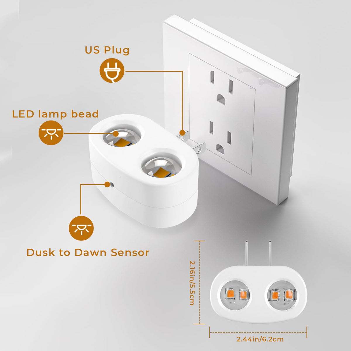 4 Pack LED Night Light Plug into Wall (Soft White)