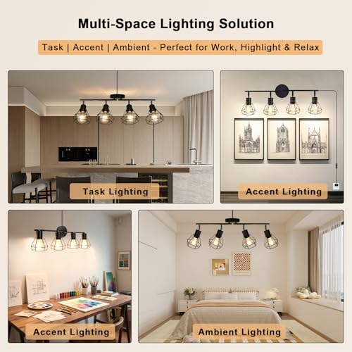 Plug in 4 Light Track Lighting Fixtures Ceiling Adjustable (4-Light)