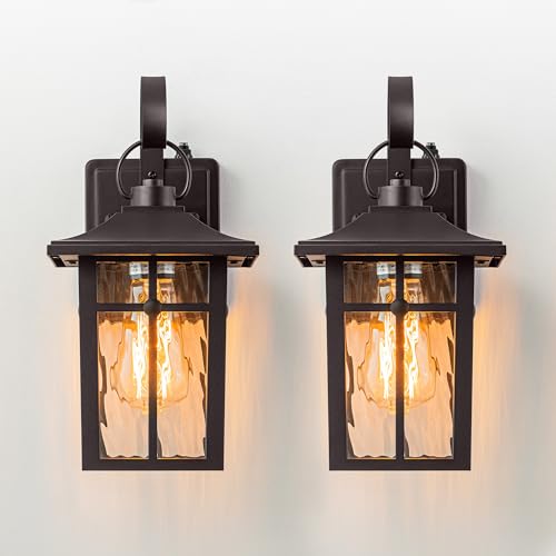 2 Pack Dusk to Dawn Outdoor Wall Lights (Brown / 12.75 inch)