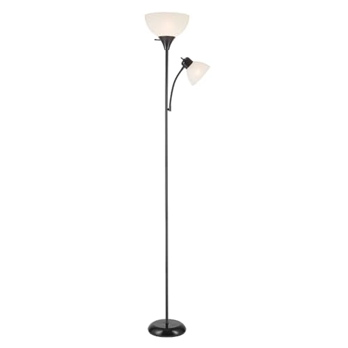 67135 72" Floor Lamp with Adjustable Reading Light (Black / 1 Pack)
