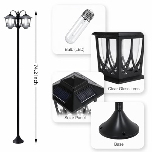 73” Solar Lamp Post Light (6000K White Light)