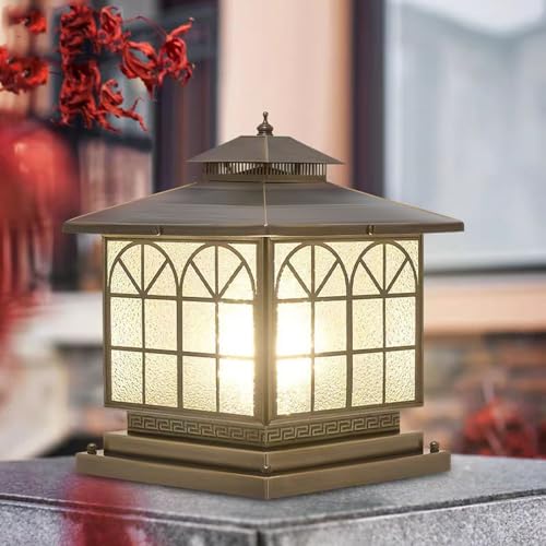 All Copper Steel Glass Outdoor Post Lights (Arch glass / 12X12IN)