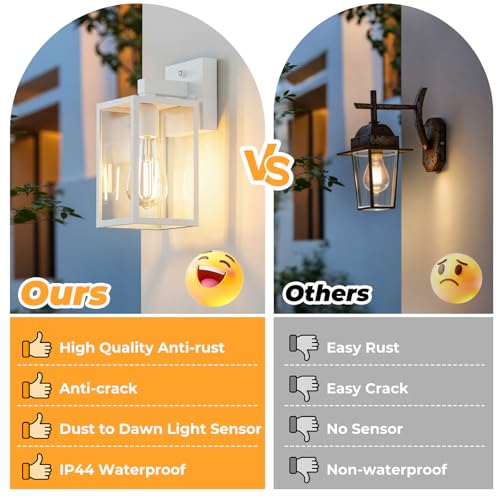Plastic Dusk to Dawn Outdoor Wall Sconce White 4 (White)