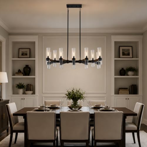 12 Light Black Chandelilers for Dining Room Light Fixture 40" (Black / 12-Light L40")