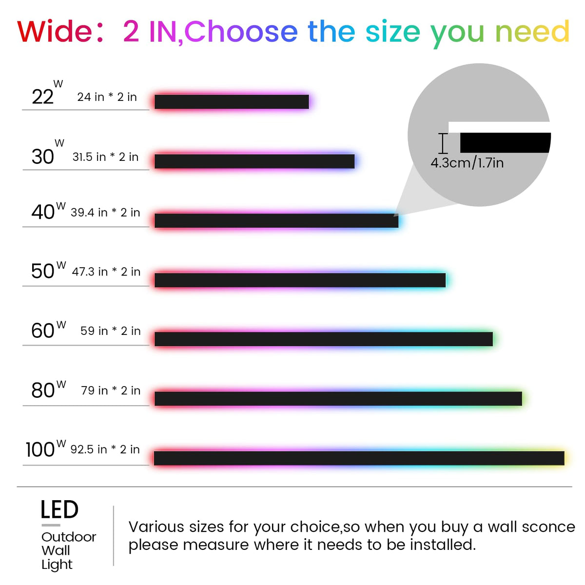 Outdoor Lights for House (RGB (Red, Green, Blue) / 1pack-31.5Inch*2inch)