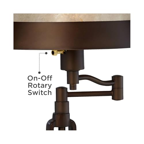 Samuel 21 1 4" High Bronze Brown Desk Lamp USB Mica Shade Swing Arm (Bronze)