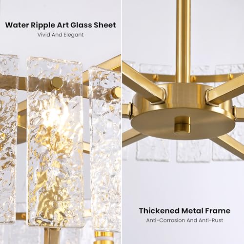 23.62" Gold Water Ripple Glass Chandeliers (Gold / 23.62")