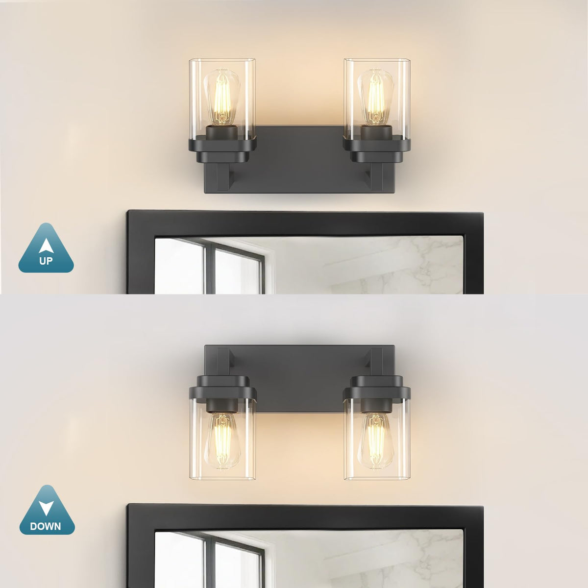 Matte Black Bathroom Light Fixtures (Black / 2-Light)