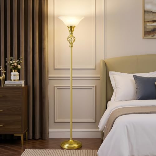 Torchiere Floor Lamp for Living Room (Gold)