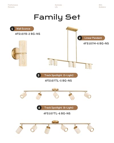 Natural Stone Track Lighting Fixtures Ceiling (43.7", 5-Light)