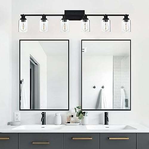 Ceiling Track Lighting Kits with Flexibly Rotatable Light Head (Black / 6-Light)