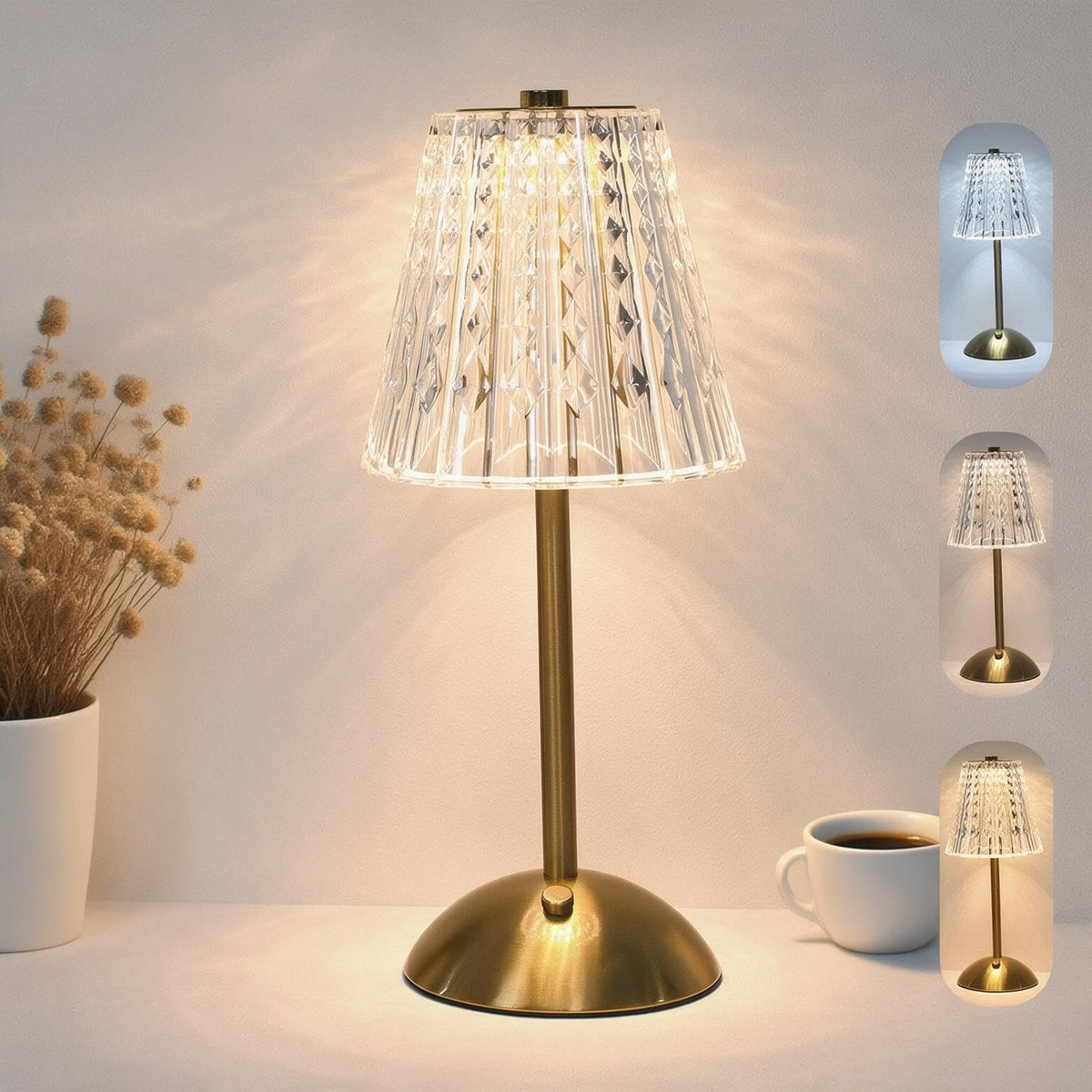 2 Pcs Cordless Rechargeable Table Lamp (Yellow)