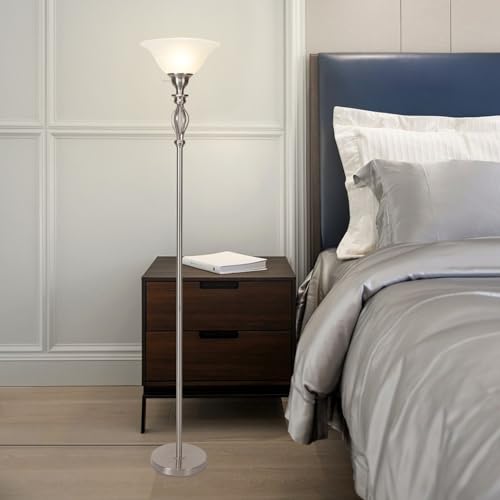 Torchiere Floor Lamps for Living Room & Bedroom (Scroll Lamp-Brushed Nickel)