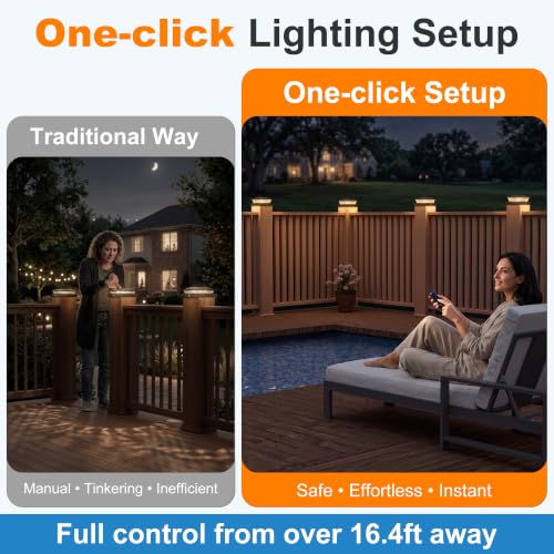4x4 Post Solar Lights Color Changing with Remote (Black)