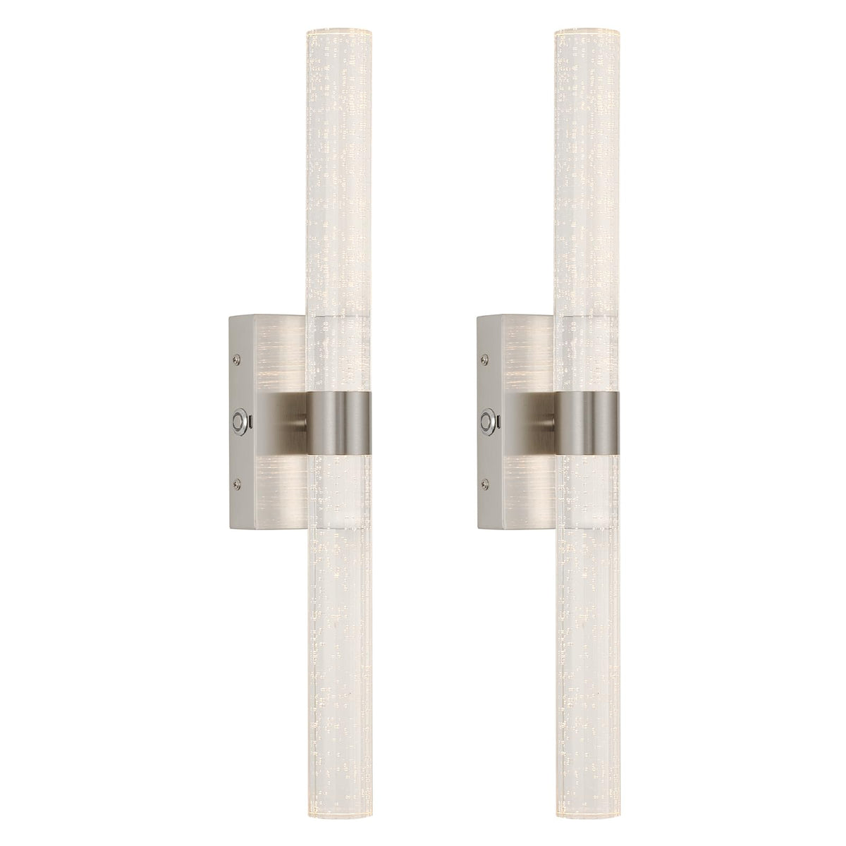 Battery Operated Wall Sconces Set of 2 (Nickel / 20.9 Inch)