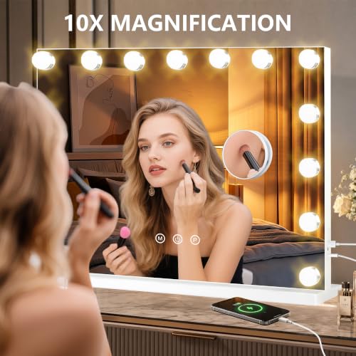 Vanity Mirror with Lights (White / 23"L x 18"W)