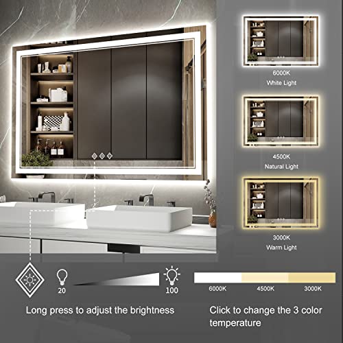 LED Bathroom Mirror (Front and Backlit / 48"L x 32"W)