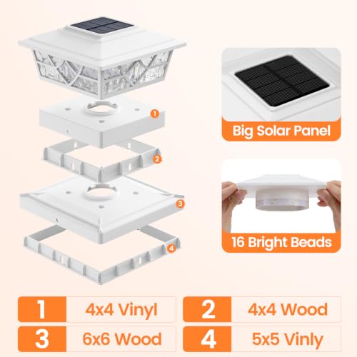 Solar Post Cap Lights 4x4 5x5 6x6 (White)