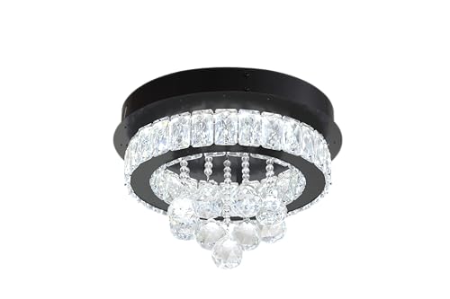 Dia 12" Mini Chandelier Flush Mount Chandelier for Hallway (Black / Dia 12")