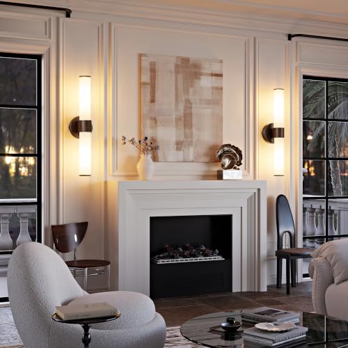 8000mAh Walnut Battery Operated Wall Sconces Set of 2 (Walnut(White Glass))