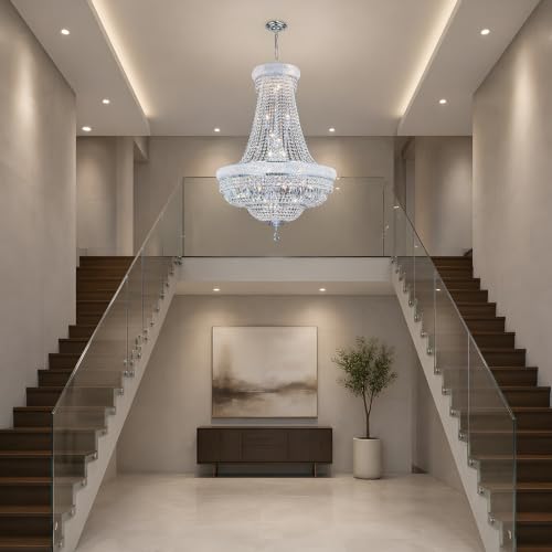 Chrome Crystal Chandeliers for Dining Room (Chrome / D30'' - 28Lights)